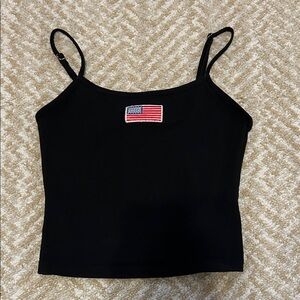 Edikted Black Crop Top with Flag Detail